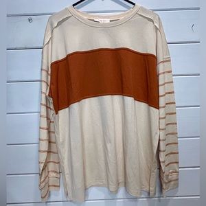 Hailey & Co. Womens Orange/Tan Long Sleeve T-Shirt Large NWT